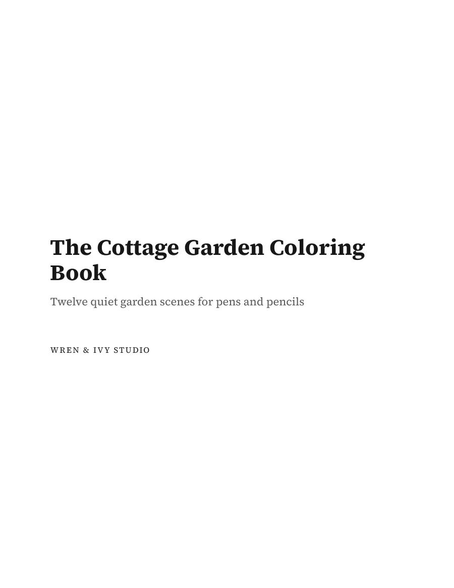 The Cottage Garden Coloring Book: title page