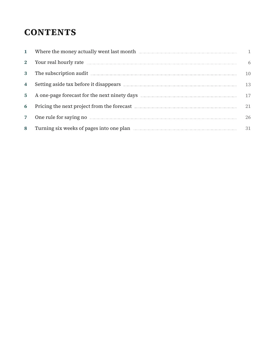 Know Your Numbers: contents