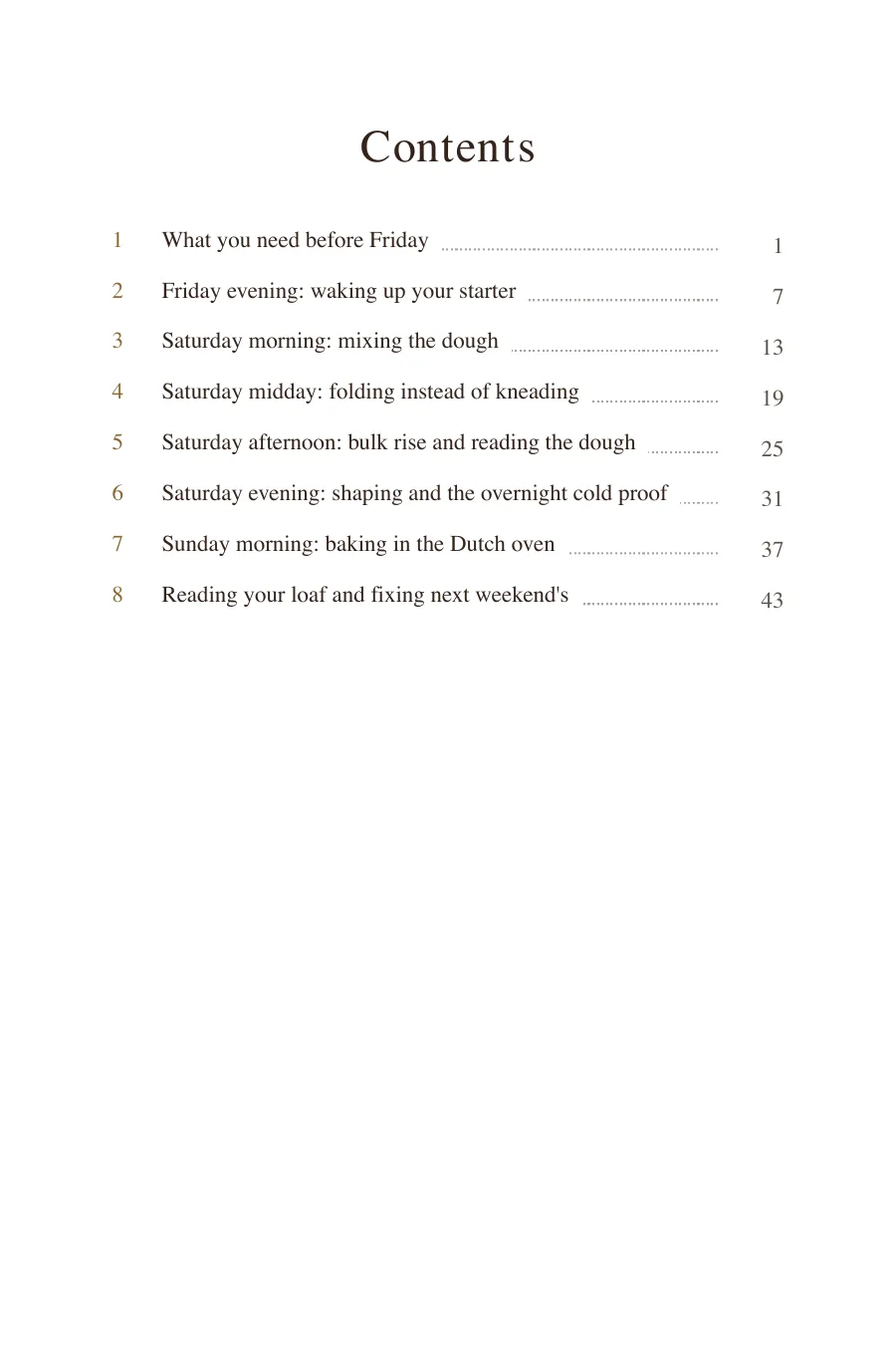 The Sourdough Weekend: contents